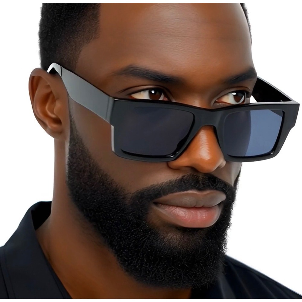 Fashion Statement Sun Glasses UV400 Protect Black Rectangular Sunglasses Men New
